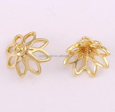 China Popular Flower 18K Gold Plated Copper Hollow Charms, Fashionable Sunflower Pendants, Can Be Inlaid With Pearls.Accessories, ETS-K680 for sale