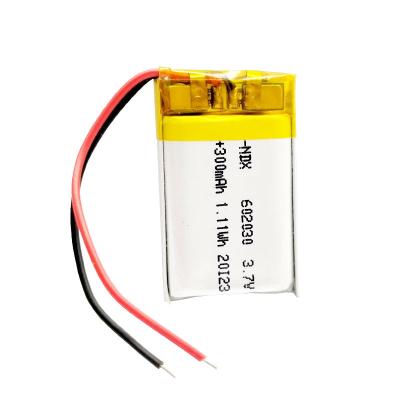 China Rechargeable Polymer Toys Factory Lipo Batteries 602030 3.7V 300mah Small Lithium Ion Battery for sale