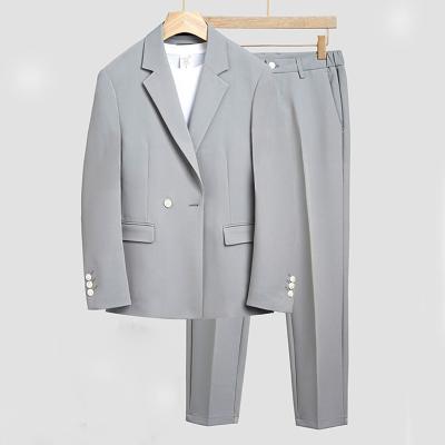 China Anti-Wrinkle Wedding Party Blazer Pants Solid Color Two Button Set Casual Men's Slim Fit 2 Piece Suits for sale