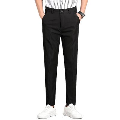 China Anti-Wrinkle Breathable Cotton Black Mid Rise Casual Men Pencil Pants Straight Pants for sale