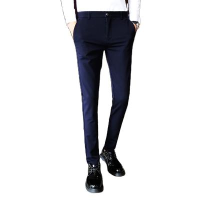 China Men's Dots Casual Pants High Quality Breathable Nine Slim Suit Breeches Straight Men's Foot Fit Small Trousers for sale