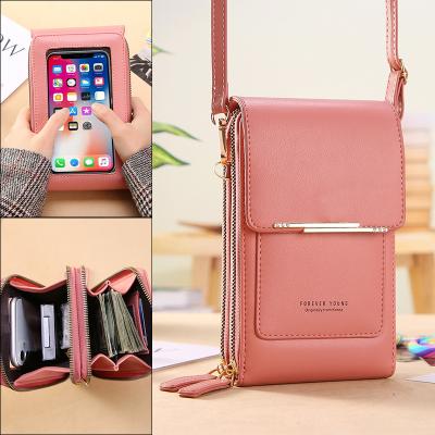 China Dropshipping Soft Leather PU Wallets Touch Screen Mobile Phone Bag For Female Mini Card Holder For Coin Purse Key Vertical for sale