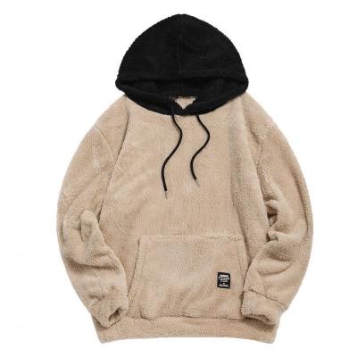 China Autumn Winter Women Hooded Splice Plush Oversized Sweatshirts Hip Hop Plush Sweatshirts Men Dropshipping Drawstring Sweatshirts for sale