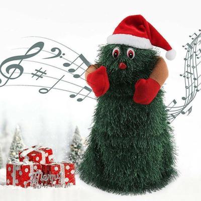 China Flannel and Green Electronic Tree Cute Funny Electric Plastic Santa Claus Fun Toy Christmas Musical Dropshipping Toy Electric Plush Toy Doll for sale