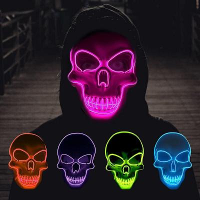 China Flash Costumes Dropshipping Halloween Party LED Mask Light Up Scary Mask Halloween Cosplay Costume Supplies Adult Festival for sale