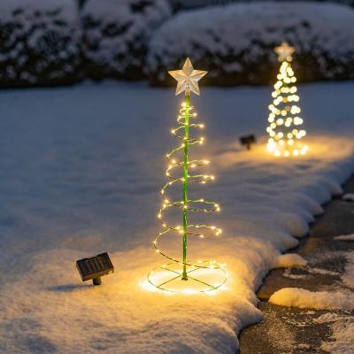 China Dropshipping New Christmas Tree Yard Design Solar Powered Plastic LED Decoration Outdoor Color Christmas Tree for sale