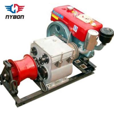 China Industry 5t Hand Pulling Shaft Drive Diesel Engine Powered Winch For Cable Pulling for sale