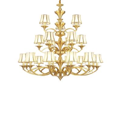 China European Atmospheric Style Villa Chandelier Living Dining Room Hotel Pendent Light, Luxury Copper Chandelier for sale