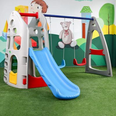 China Hot Selling Kids Baby Slide Outdoor Playground Equipment Plastic Slide With Swing Set On Sale 260*276*190cm for sale