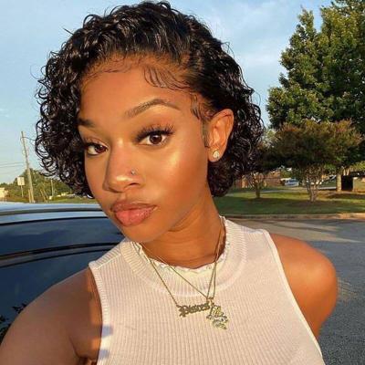 China 100% Curly Bob Wigs Lace Blonde Pixie Cut T1b/27 13*4 Lead Pixie Wave Wig Virgin Hair Silky Straight Brazilian Swiss Short Full Lace Front Wig for sale