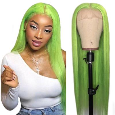 China Silky Straight Wave Colored Human Hair Lace Front Wigs Blue Green Purple Pink Pink Orange Red 100% Transparent Lace Closure Wigs For Women for sale