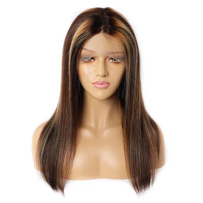 China Long Silky Straight Brazilian Glueless Ombre Brown Honey Blonde 13X4 Lace Headband 150% Density Wave Highlight Hair Wigs For Women for sale