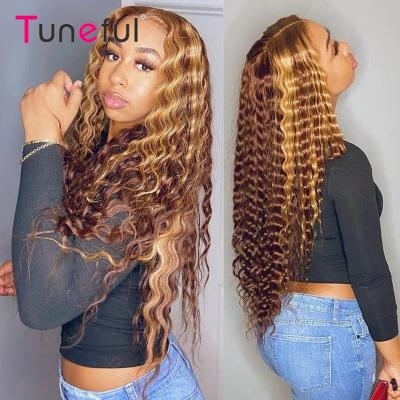 China Silky Straight Wave Natural Loose Deep Wave Hair Highlighted Wig Wholesale Virgin Cuticle Aligned Lace Front Wigs Guangzhou For Black Women for sale