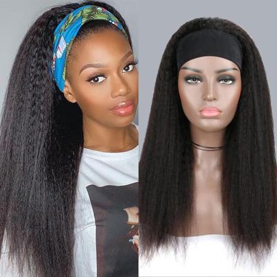 China Wholesale Machine Made Remy Hair Headband Wig Vendor Brazilian Raw Human Virgin Silky Straight Wave None Lace Glueless Wig Customized Styles for sale