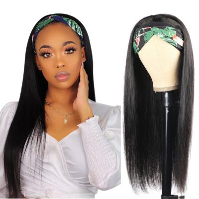 China Wholesale Machine Made Remy Hair Headband Wig Vendor Brazilian Raw Human Virgin Silky Straight Wave None Lace Glueless Wig Customized Styles for sale