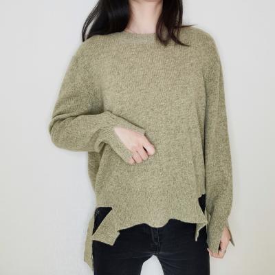 China Autumn Ladies Solid Color Round Neck Anti-wrinkle Fashion Spring Pullover Cashmere Sweater for sale