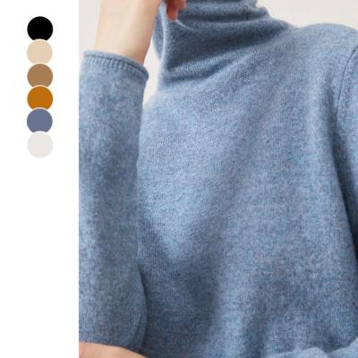 China custom Anti-wrinkle women sleeving long turtle neck women girl high neck women knit sweater 100% cashmere wool sweater for sale