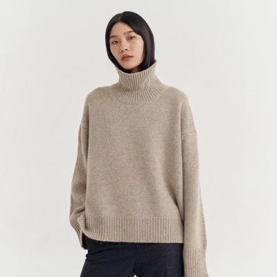 China Anti-wrinkle korean sweater neck high knit 100%wool sweater for oversized women plus size sweater for sale