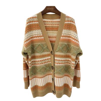 China 2021 Anti-Wrinkle Top Fashion Custom Women Sheath Long V Neck Women Knitted Cardigan Sweater for sale