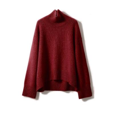 China wholesale New Autumn Winter Christmas Casual Anti-wrinkle Turtleneck Knitted Pure Color 100%wool Sweater For Women Ladies Pullovers 100% Wool for sale