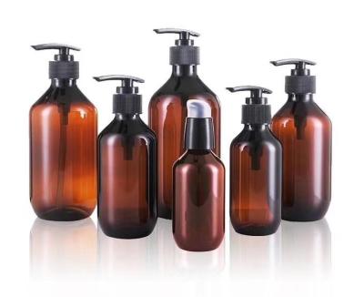 China Personal Care 500ml Shower Gel Shampoo Hand Sanitizer Amber Dark Brown PET Shampoo Conditioner Boston Bottle with Lotion Pump for sale