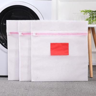 China Eco-friendly Polyester Durable Customized Breathable Net Bags Convenient Durable Foldable Fine Zipper Mesh Laundry Wash Bag With Writing Mark for sale