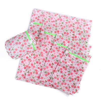 China Eco-friendly Durable Travel Laundry Bag Delicate Printing Custom 5pc Polyester Set Pink Laundry Mesh Bag With Tags for sale