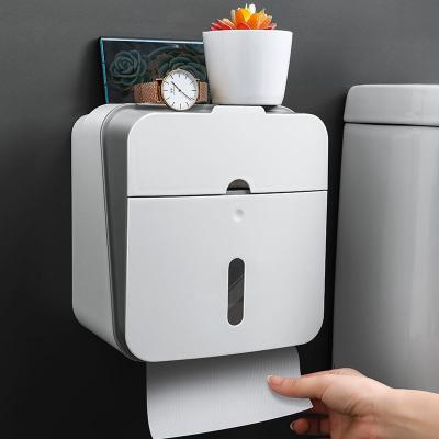 China Double Layer Wall Mounted Waterproof Plastic Toilet Paper Storage Box Viable Toilet Paper Storage Box for sale