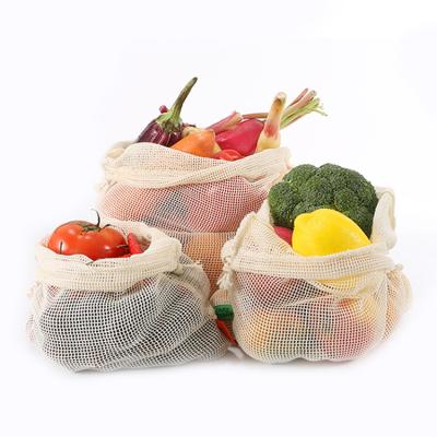 China Eco - Friendly Reusable Wholesale Reusable Organic Fruit Vegetable Cotton Mesh Bags For Supermarket for sale