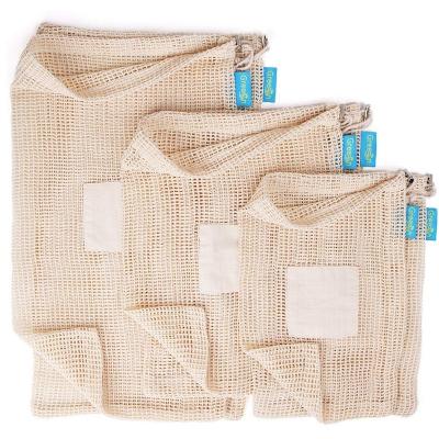 China Durable Reusable Shopping Net Eco Friendly Grocery Bag Organic Cotton Mesh Fruit Bag for sale