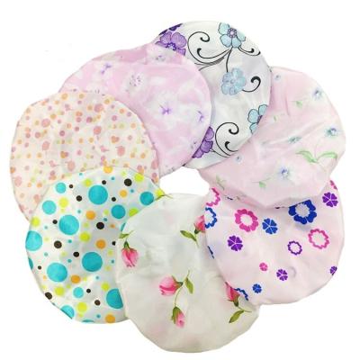 China Wholesale Reusable Waterproof Bath Shower Cap Printing Women Accessories PVC Shower Cap Cloth Women Inner Viable Bath Cap for sale