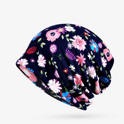 China Manufacturer COMMON Printing China Summer Women Sporty Flowers Slim Elastic Beanie Hats Wholesale for sale