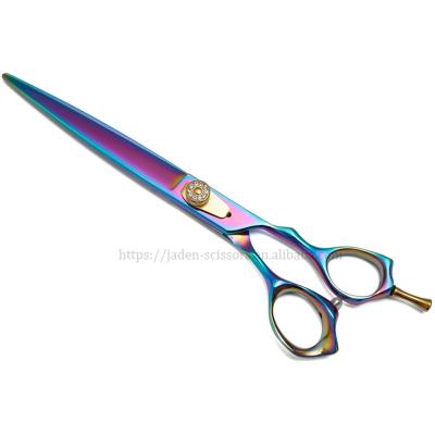 China Dogs Rainbow Coating Pet Scissors For Dog Chunker Scissors With Diamond Screw 440C Stainless Steel 8 Inches for sale