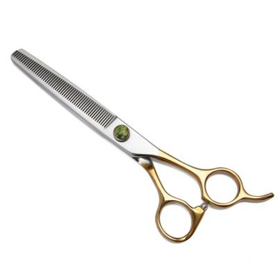 China Gold Handle Dogs Pet Grooming Scissors 440C Stainless Steel Hairdressing Tools Diamond Screw Thinning Shears for sale