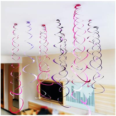 China Wedding 6Pc/Pack Swirl Happy Birthday Party Christmas Halloween Hanging Decoration Plastic Ceiling Decor for sale