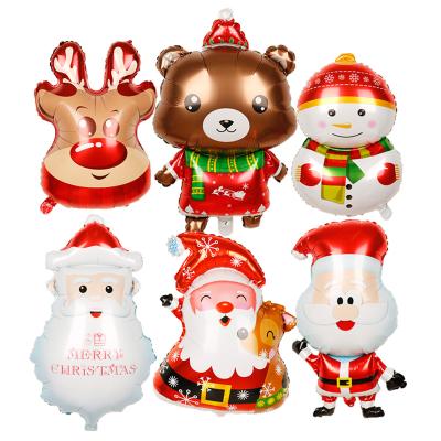 China Party Supplies Happy Christmas Party Balloon Decoration Santa Claus Snowman Fawn Snowflake Penguin Christmas Foil Balloons for sale