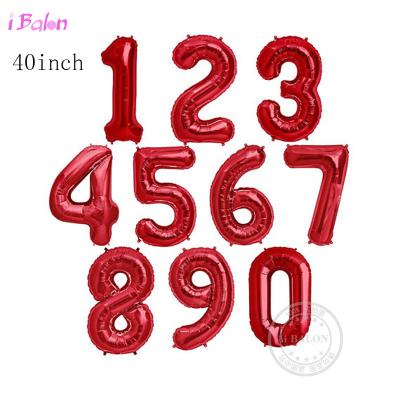 China Party Supplies Happy Birthday Party Decorations 40inch Foil Balloons Baby Shower Boy Girl Gifts Helium Red Digital Globos for sale