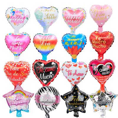 China Party Supplies Diameter Spanish Balloon Feliz Globos AMO Te AMO Foil Balloons Mum Birthday 10inch Wholesale Party Supplies for sale