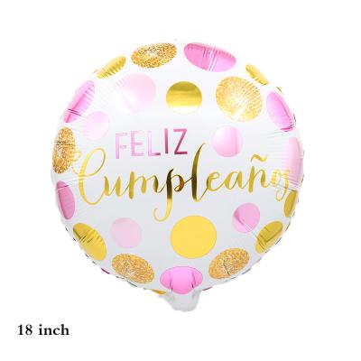 China Party Supplies Spanish Feliz Cumpleanos Aluminum 18inch Foil Balloon High Quality Styles For Birthday Party Decoration for sale