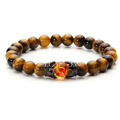 China Couples 2021 Tiger Eye Yoga Energy Volcanic Stone Bracelet Amethyst Fashion Beaded Purple Bangle Bracelet for sale