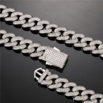 China Hiphop Iced Out Chain Men Crystal Chunky Chain Bracelets Men Miami Cuban Chain Bracelets & Bangles Jewelry for sale