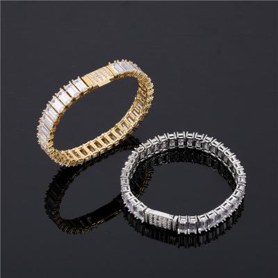 China Comfort Fit Gold Plated Square Zircon Iced Out Punk Retro Bangle Hip Hop Tide Brand Bangle for sale