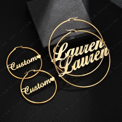 China Hiphop Personalized Stainless Steel Gold Plated Custom My Name Stud Earrings Diy Jewelry for sale