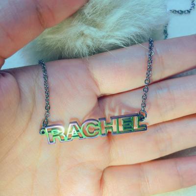 China Dropshipping TRENDY Fashion Statement Stainless Steel Jewelry 18K Gold Plated Custom Hollow Name Women Necklace for sale