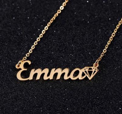 China Dropshipping TRENDY Stainless Steel Gold Plated Jewelry Diamond Symbol Customized Name Custom Chain Necklace for sale