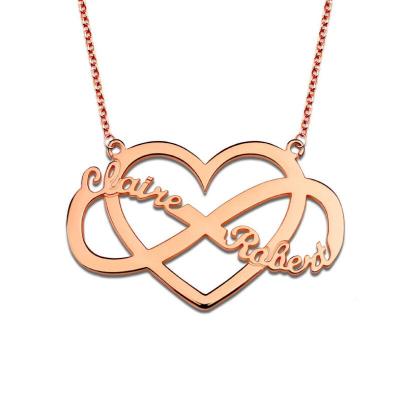 China Dropshipping Fashion Jewelry 18K Stainless Steel Gold Plated Women Heart Name Necklace Custom Infinity Necklaces for sale