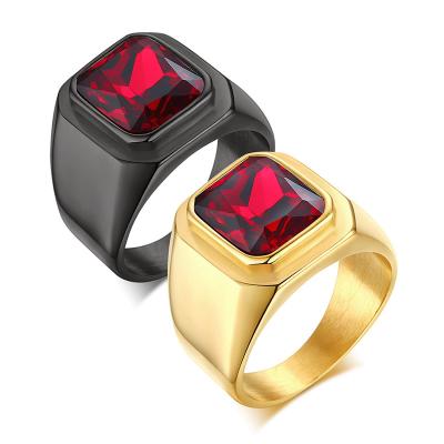 China Wholesale 316L Stainless Steel CZ Custom FASHIONABLE Ruby Rings For Men Comfort Gemstone Fit for sale