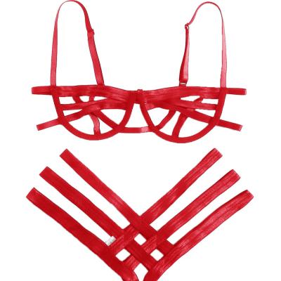 China DEEPLOVE Women's Sexy Lingerie Mature Women's Ladder Cutout Lingerie Set Push Up Bra And Panty Set Two Piece for sale