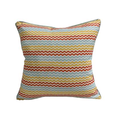 China Cheap colorful chic cheap waterproof wave waterproof small patio citrus garden sofa decorative outdoor pillow with pipping for sale