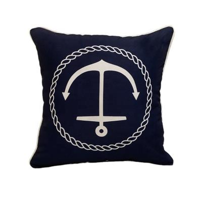 China Waterproof Garden Navy Blue Patio Outdoor Nautical Decorative Furniture Patterned Waterproof Pad Tile Cushion With Filled for sale